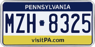 PA license plate MZH8325