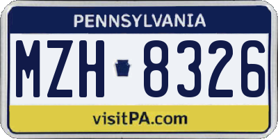 PA license plate MZH8326