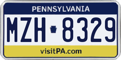 PA license plate MZH8329