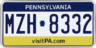 PA license plate MZH8332
