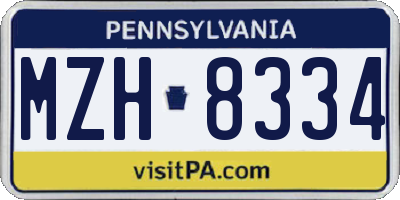 PA license plate MZH8334