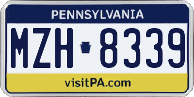 PA license plate MZH8339