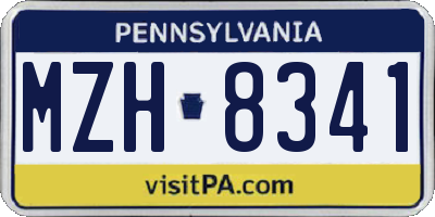 PA license plate MZH8341
