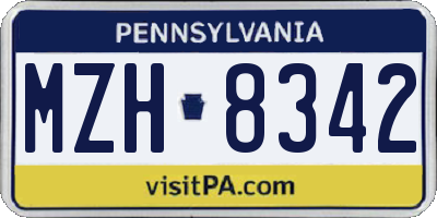 PA license plate MZH8342