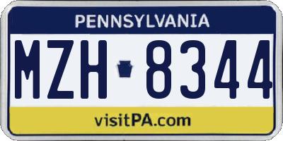 PA license plate MZH8344