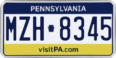 PA license plate MZH8345