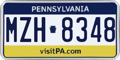 PA license plate MZH8348