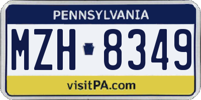 PA license plate MZH8349