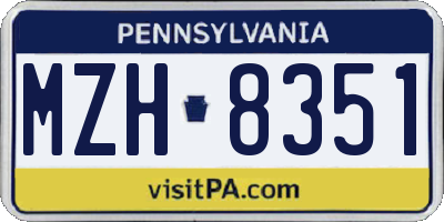 PA license plate MZH8351