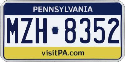 PA license plate MZH8352