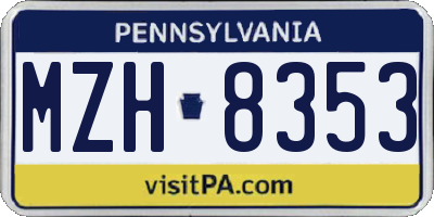 PA license plate MZH8353