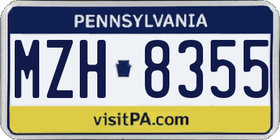 PA license plate MZH8355