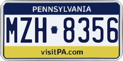 PA license plate MZH8356