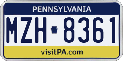 PA license plate MZH8361