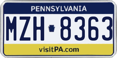 PA license plate MZH8363