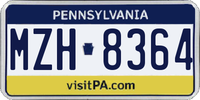 PA license plate MZH8364