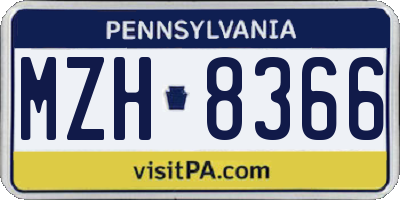 PA license plate MZH8366