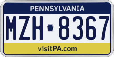 PA license plate MZH8367