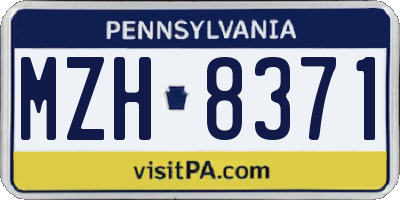 PA license plate MZH8371