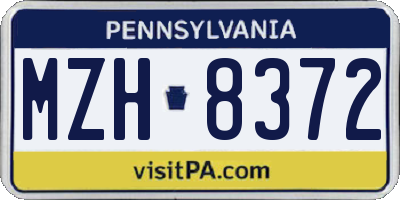 PA license plate MZH8372