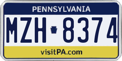 PA license plate MZH8374