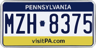 PA license plate MZH8375