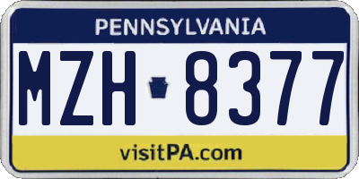 PA license plate MZH8377