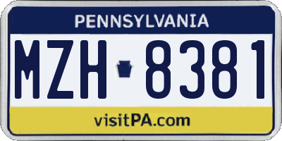 PA license plate MZH8381