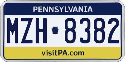 PA license plate MZH8382
