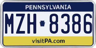 PA license plate MZH8386