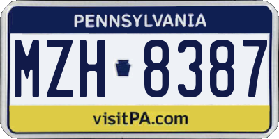 PA license plate MZH8387