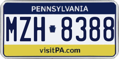 PA license plate MZH8388