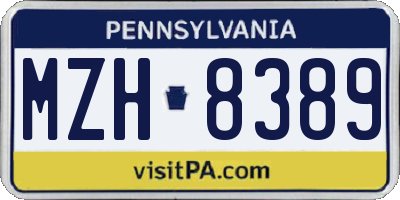 PA license plate MZH8389
