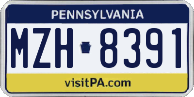 PA license plate MZH8391