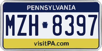 PA license plate MZH8397