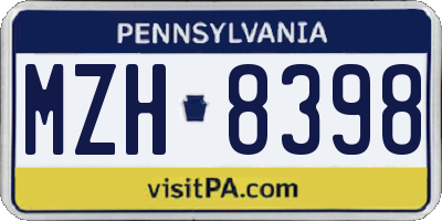 PA license plate MZH8398