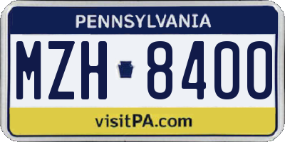 PA license plate MZH8400