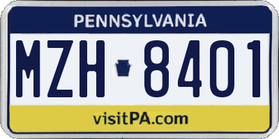 PA license plate MZH8401