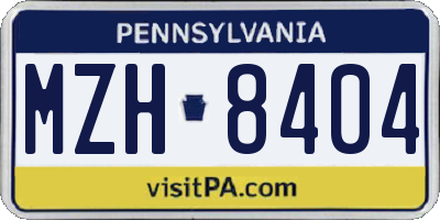 PA license plate MZH8404
