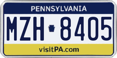 PA license plate MZH8405