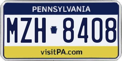 PA license plate MZH8408
