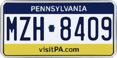PA license plate MZH8409