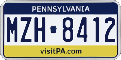 PA license plate MZH8412