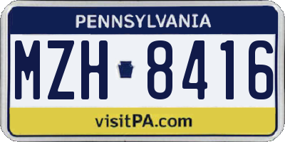 PA license plate MZH8416