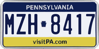 PA license plate MZH8417