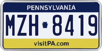 PA license plate MZH8419