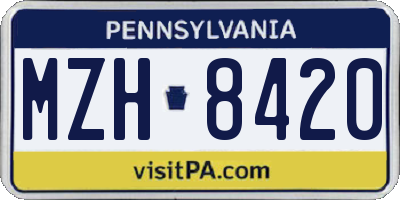 PA license plate MZH8420