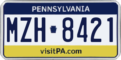 PA license plate MZH8421