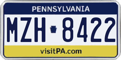 PA license plate MZH8422