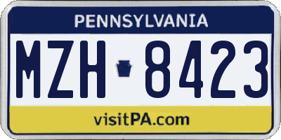 PA license plate MZH8423